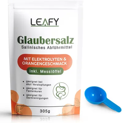 Produktbild von Glaubersalz Schnell wirkendes Abfuehrmittel mit starker Wirkung - Glaubersalz + Geschmack + Elektrolyte - 305g XXL Packung mit Messloeffel - Akute Verstopfungen, Darmreinigung & Fastenkuren