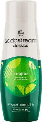 A bottle of Sodastream Mojito syrup concentrate.