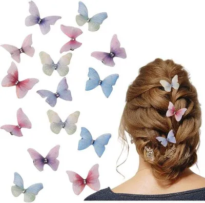 Imagen del producto de Juegos de horquillas con forma de mariposa en 3D, 20 unidades, joyería para niñas y mujeres, accesorios para el cabello tipo "vela"