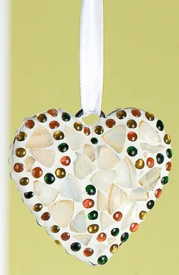 Produktbild von GILDE Dekohänger Herz im Muscheldesign mit Glasmosaik, 16x29 cm