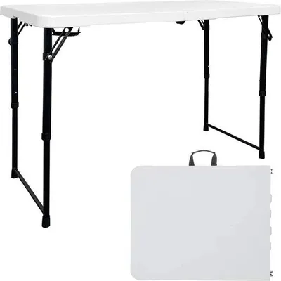 Obrázok produktu pre Sklopný stôl s nastaviteľnou výškou 105 cm, biely, na oslavy