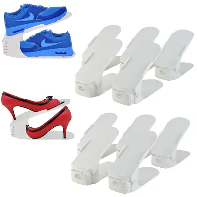 Produktbild von 10er Set Schuhe Organizer Aufbewahrung Weiß Schuhhalter Schuhstapler Schuhorganizer Schuhaufbewahrung Platzsparend Schuhbox Schuhregal