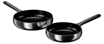 Produktbild von Pfannenset - 2-teilig - Antihaft-Pfanne ohne  - beschichtete Pfannen - Edelstahlpfanne - Universalpfannen für alle Herdarten - schwarz