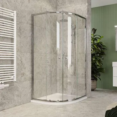 Productafbeelding van Mereo douchecabine, Kora Lite, kwartcirkel, R 550, schuifdeur, 90x90 cm, chroomkleurig aluminium, helder glas - CK35123Z