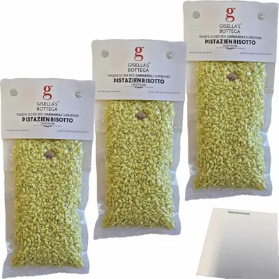 Produktbild von Gisellas Bottega Pistazien Risotto 3er Pack (3x200g Packung) + usy Block