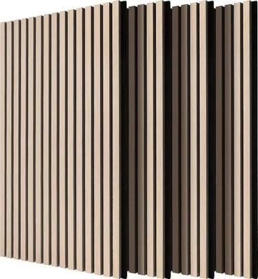 Produktbild von Faziango 4x Akustikpaneele Selbstklebend 3D Wandpaneele MDF Lamellenwand Schallschutz Akustikplatten Wandverkleidung