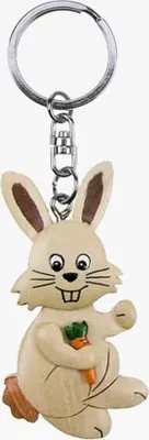 Produktbild von Schlüsselanhänger aus Holz - weißer Hase