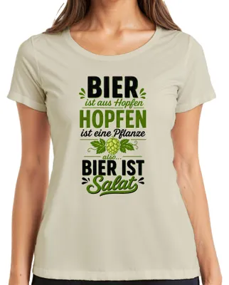Produktbild von Bier ist aus Hopfen also Bier ist Salat Lustig Party Saufen JGA Damen T-Shirt, Natur, S