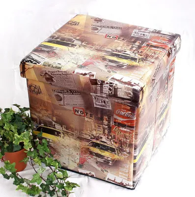Produktbild von Hocker aus Kunstleder Sitzhocker 2009 Aufbewahrungsbox 40 cm Sitzwürfel Truhe