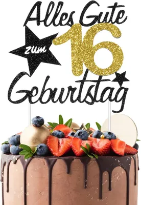 Produktbild von Kuchenverzierungen für den 16. Geburtstag – "Happy 16th Birthday" – Kuchenaufsatz für Jungen und Mädchen