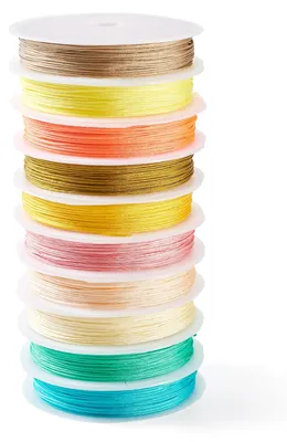 Produktbild von Polyester-Perlenfaden - 10 Farben Set 0,6 mm - DIY-Nähen Makramee Schmuckherstellung - Gelb Orange