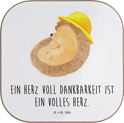 Produktbild von Mr. & Mrs. Panda Tischschoner Herz Dankbarkeit Erntedankfest - Weiß - Geschenk, Untersetzer Tasse, Feiertag, Gläser, Coaster, gläseruntersetzer, Thanksgiving Geschenke