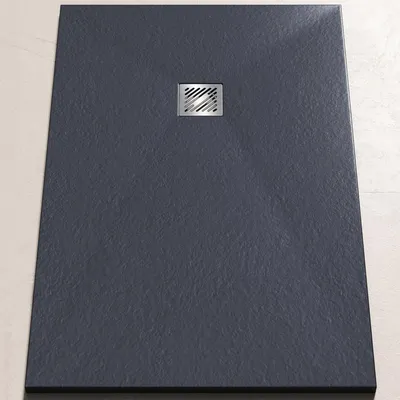 Produktbild von doporro Duschwanne Duschtasse 80x140x3cm aus Mineralguss in Anthrazit Rechteckig DIN-Anschlüsse für bodenebene Montage geeignet geoma09
