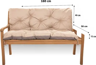 Obrázok produktu pre Vankúš pre záhradný lavicový 160x50x40cm béžová | lavicové sedadlo | vankúše na záhradnú hojdaèku | Vodotesný vankúš na záhradnú lavièku