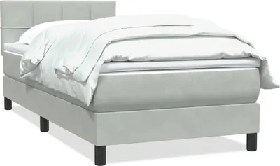 Image de Sommier à lattes de lit et matelas gris clair 90x220 cm velours