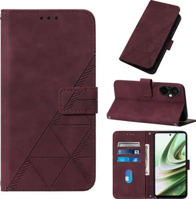 Obrázek produktu pro Flipové kožené pouzdro pro OnePlus Nord CE3 peněženkový design pouzdro s embosováním, držákem karet a stojánkem červené