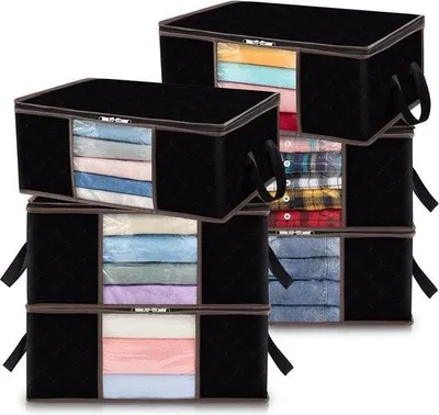 Produktbild von Kleideraufbewahrungsbox \ Faltbare Aufbewahrungsbehälter Schrank-Organizer \ Kleideraufbewahrungstaschen 6er-Pack 35 L