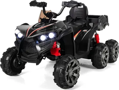 Immagine prodotto di COSTWAY 12V quad elettrico per bambini con vano portaoggetti, mini quad elettrico con luci LED, quad a 6 ruote per bambini, 3-6 km/h, auto elettrica per bambini 3+, nero