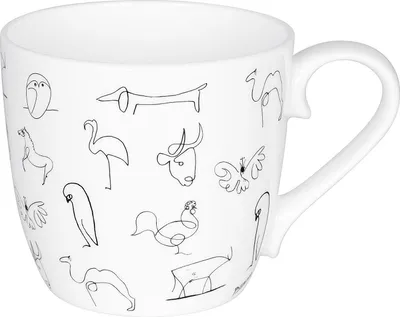 Immagine prodotto di Könitz Picasso Animaux Becher, Kaffeebecher, Kaffeetasse, Kaffee Tasse, Teetasse, Porzellan, Weiß / Schwarz, 425 ml, 11 2 057 0104