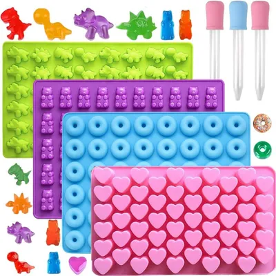 Produktbild von Gummibärchenform Set 4 Formen 201 Mini-Mulden Silikon inkl. 3 Pipetten