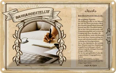 Produktbild von vianmo Blechschild 20x30 cm Bankangestellte Beruf Arbeit