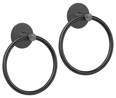 Handtuchring selbstklebend, 304 Edelstahl, schwarz, 2 Stück