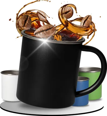Image de Tasse en acier inoxydable « Adventura » 340 ml - Tasse de camping robuste avec bord arrondi - noir