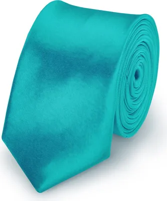 Produktbild von Krawatte Petrol slim aus Polyester einfarbig uni schmale 5 cm