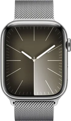Produktbild von Apple WATCH Series 9 45mm GPS+Cellular Edelstahlgehäuse Silber Milanaisearmband Silber