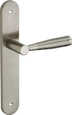 Image de Ensemble de poignées pour porte intérieure Helios sans trou, entr'axes 195mm, nickelé satiné - SP