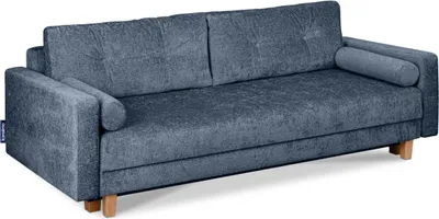 Produktbild von KONSIMO Schlafsofa 3-Personen zeitloses Design mit weiche Sitzfläche und hohe Rückenlehne "ERISO", blau, Chenille-Stoff, Scandinavian, 220x80x100cm