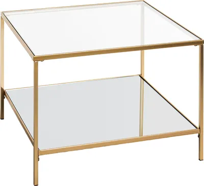 Produktbild von HAKU Beistelltisch Couchtisch gold - Metall, Sicherheitsglas 5 mm, Spiegel, B/H/T: 60x45x60 cm