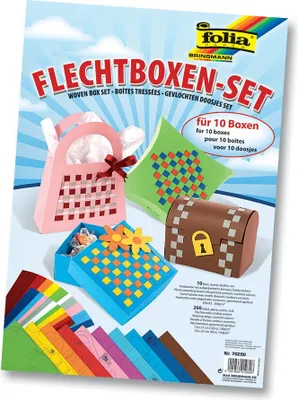 Zdjęcie produktu dla Zestaw 10 pojemników "Flechtboxen" w folii, przeznaczony do użytku przez cały rok, zawiera instrukcję rękodzielniczą, wielokolorowy (1 zestaw)