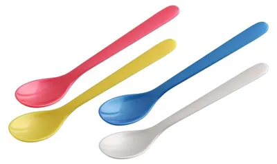 Eierlöffel-Set, 6 Stück, Kunststoff, gemischte Farben, 14 cm
