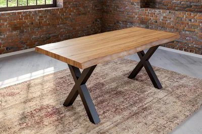 Produktbild von Esstisch Baumkante massiv Akazie natur 180 x 90 schwarz Xerez
