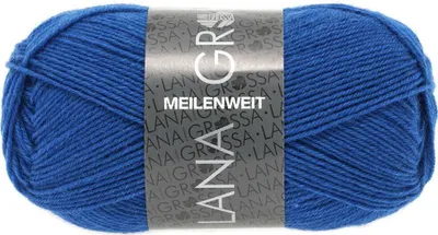 Produktbild von Lana Grossa MEILENWEIT 50 g UNI 4-fach Sockenwolle mit 80 % Schurwolle 210 m Farbe 1293 - Kobaltblau