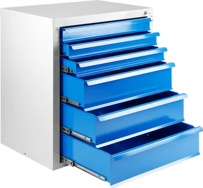 Produktbild von ADB Schubladenschrank TAUROX 6 Schubladen 70 x 75 cm (B x H) Lichtgrau / Lichtblau