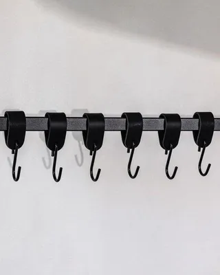 Produktbild von Metallbude S-HOOK-Set in Schwarz - Modernes Design - Kapstok mit hochwertigem Leder- und Stahlring - 10 cm
