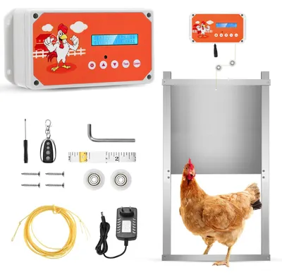 Automatische Hühnerklappe mit Timer, Zugkraft 3 kg, IP65, schwarz