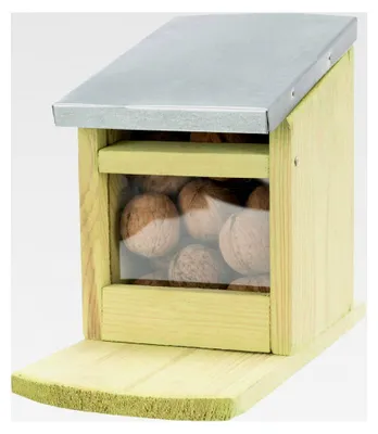 Produktbild von Futterstation für Eichhörnchen aus Kiefernholz und Metall, 12 × 18 × 24 cm