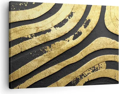 Produktbild von Bild auf Leinwand - Leinwandbild - Einteilig - Abstraktion dreidimensional Gold - 70x50cm - Wand Bild - Wanddeko - Wandbilder - Leinwanddruck - Bilder - Wanddekoration - Leinwand bilder - AA70x50-4461