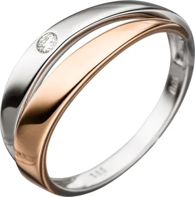 Produktbild von Ring Damenring mit Diamant Brillant 585 Gold Weißgold Rotgold bicolor Innenumfang 50mm  Ø15.9mm
