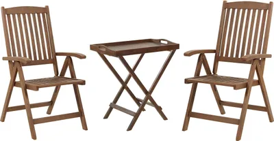 Produktbild von BELIANI Balkonset Dunkelbraun Akazienholz 3-Teilig Klappbar Verstellbar Abnehbare Tischplatte Modern Rustikal Terrasse Garten Ausstattung Holzmöbel