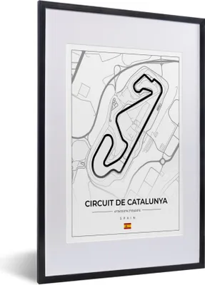 Produktbild von MuchoWow® Gerahmtes Poster F1 - Rennstrecke - Circuit de Barcelona-Catalunya - Rennstrecke - Spanien - Weiß 40x60 cm - Poster mit Schwarzem Bilderrahmen Wandposter Rahmen Foto Bilder - Poster in Rahmen