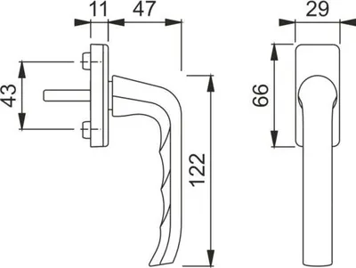 Produktbild von HOPPE Palermo Fenstergriff 055/U34 (Oberfläche: F1 Aluminium Natur, Stiftlänge: 35 mm) Oberfläche: F1 Aluminium Natur Stiftlänge: 35 mm
