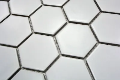 Produktbild von Handmuster Mosaik Fliese Keramik Hexagon weiß matt Wandfliesen Badfliese MOS11B-0111_m