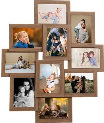 A collage of framed family photos.