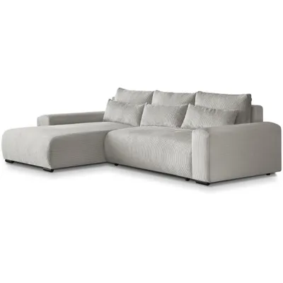 Produktbild von BEAUTYSOFA | Ecksofa BENNY L mit Schlaffunktion und Bettkasten, Beige – Ottomane links – Modernes Polstersofa