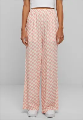Obrázek produktu pro Dámské kalhoty Urban Classics Ladies Viscose Resort Pants lemonadepinkcheck - 4XL