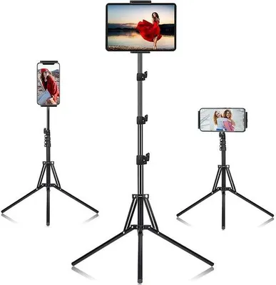 Image de Support de tablette Unyqoos® – réglable et portable, avec 4 niveaux de réglage en hauteur, rotation à 360°, compatible avec les smartphones et tablettes de 4,7 à 12,9 pouces, en alliage d'aluminium